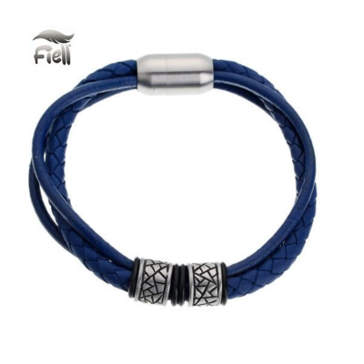 Voordelige Fiell Lederen Donker Blauwe Armband 21,5cm kopen bij webwinkel Monzaique.nl