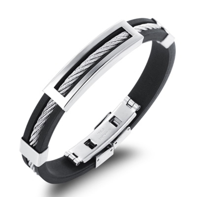 Voordelige Armband Staal met Siliconen Band 20cm kopen bij webwinkel Monzaique.nl