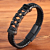 Voordelige Graveerbare Zwart Leder Gevlochten Armband met Zwart Staal Schakel Design kopen bij webwinkel Monzaique.nl