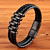 Voordelige Graveerbare Leren Zwart Gevlochten Armband met Zwart Staal Design kopen bij webwinkel Monzaique.nl