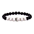 Voordelige Kralen Armband Lava Stone Black/Transparent Crown 17-19cm kopen bij webwinkel Monzaique.nl