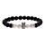 Voordelige Kralen Armband Lava Stone Black/White High Crown 17-19cm kopen bij webwinkel Monzaique.nl